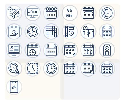 25 256x256 Regular Line Icons for Timetable with Grid Fitted precision vector