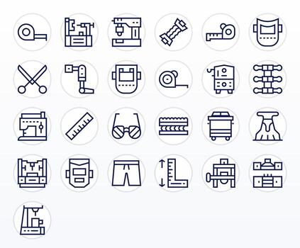 Fabrication Comprehensive Bundle with 25 Display Perfect Regular Line High Resolution Icons vector