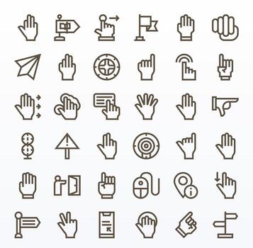 36 Bold Line Detail Enhanced Icons for Pointer Graphics vector
