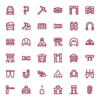 Tunnel Graphics Pack including 36 Bold Line High Resolution Pixel Aligned Icons vector