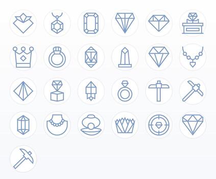 25 Regular Line PIXEL Perfect Icons tailored for Gem 128x128 interface vector