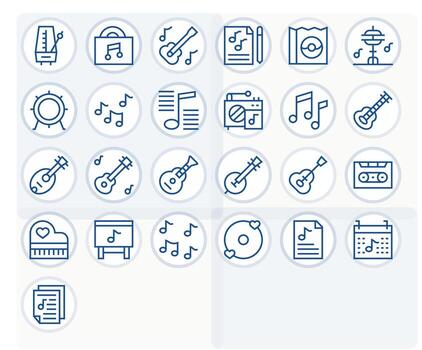 25 Regular Line Icons from Song in 64x64 Pixel Optimized Quality vector