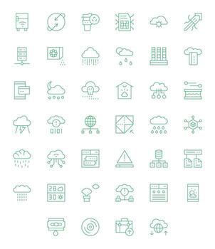 40 íconos para nube presentando 256x256 cuadrícula equipado Delgado línea gráficos vector