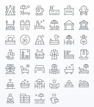 Relaxation Icon Repository containing 40 Thin Line 128x128 Pixel Aligned graphics vector