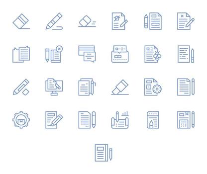 25 regular línea íconos para revisión en crujiente 128x128 editable resolución vector