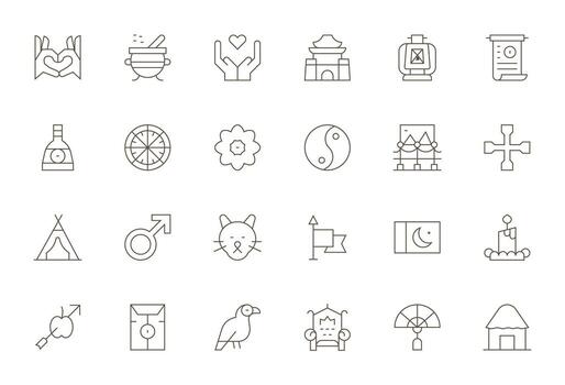 Symbolism Complete Package with 24 High Resolution Thin Line Display Perfect Icons vector