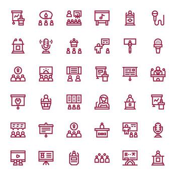 36 Editable Bold Line Icons designed for Lecture Interface vector