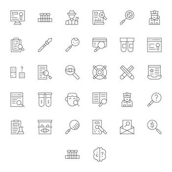 Investigation Icon Repository containing 32 Thin Line High Resolution Pixel Aligned graphics vector