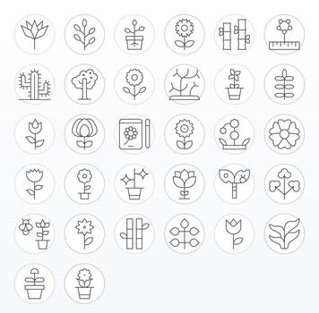 vástago diseño íconos presentando 32 píxel optimizado Delgado línea estilo vector