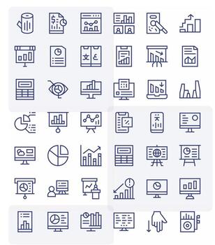 42 íconos para Estadísticas optimizado en píxel alineado 256x256 regular línea resolución vector