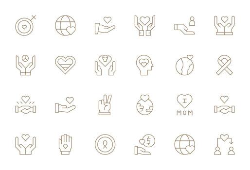 Empathy featuring 24 High Resolution Icons in Thin Line Design vector
