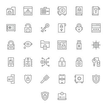 Password Icon Toolkit featuring 32 PIXEL Perfect 64x64 Thin Line elements vector