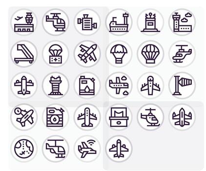 28 Bold Line Icons designed for Aviation in High Resolution Display Perfect format vector