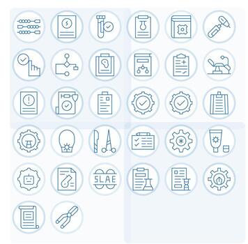 Procedure Scalable Set featuring 32 Display Perfect Thin Line High Resolution Icons vector