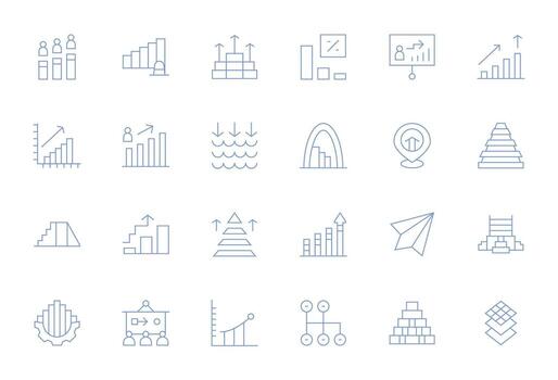 Progression Icon Toolkit featuring 24 Detail Enhanced High Resolution Thin Line elements vector