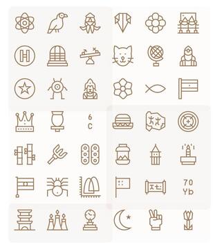 42 High Resolution Regular Line Icons optimized for Symbolism Pixel Aligned display vector