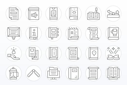 Manual Icon Toolkit featuring 24 PIXEL Perfect 256x256 Thin Line elements vector
