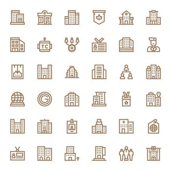 36 Pixel Optimized Icons themed around Company in High Resolution Bold Line format vector