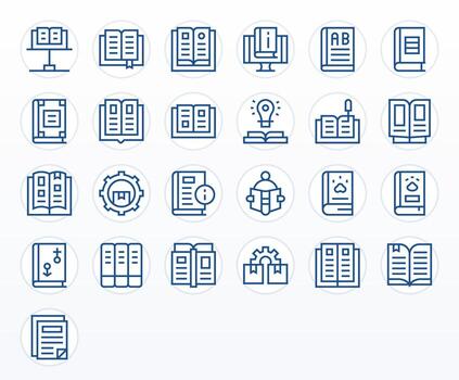 25 64x64 Icons for Manuals in Pixel Optimized Regular Line Format vector