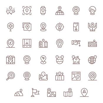 35 Regular Line Editable Icons tailored for Pinpoint Location High Resolution interface vector