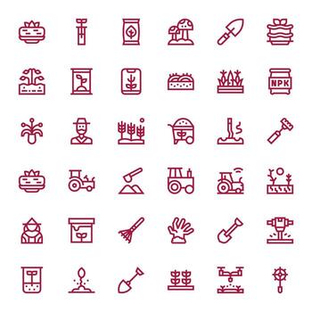 Soil Icon Set with 36 Bold Line 64x64 Pixel Optimized Graphics vector