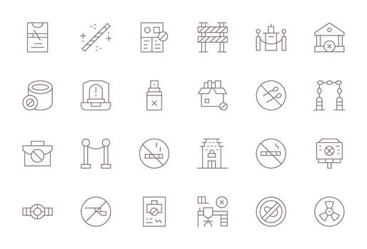 24 Thin Line Icons for Restricted Area in crisp 256x256 Pixel Optimized resolution vector