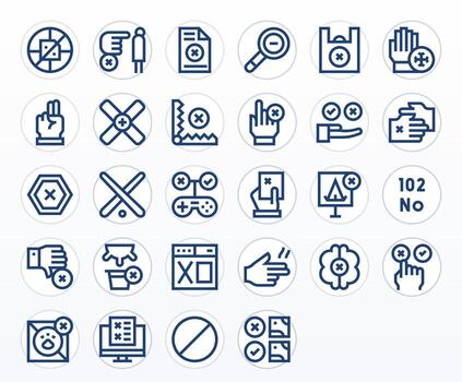 28 256x256 Icons for Deny in Grid Fitted Bold Line Format vector