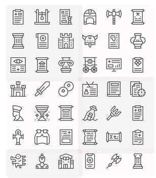42 Icons for History optimized in Display Perfect High Resolution Regular Line resolution vector