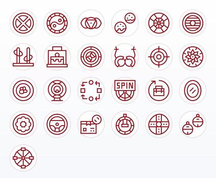 25 Icons for Circular optimized in PIXEL Perfect High Resolution Regular Line resolution vector