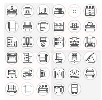 35 Pixel Aligned High Resolution Icons for Rack in elegant Regular Line design vector