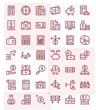 42 64x64 Regular Line Icons optimized for Budget Grid Fitted display vector