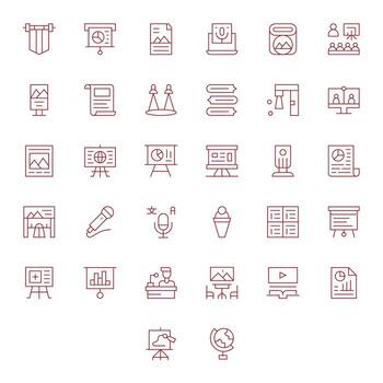 32 PIXEL Perfect Thin Line Icons from Presentation Collection vector