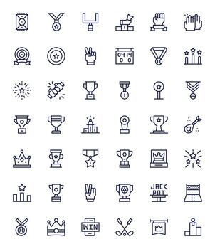 42 High Resolution Icons for Victory in PIXEL Perfect Regular Line Format vector