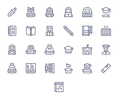 Student Design Icons featuring 25 Grid Fitted Regular Line Style vector