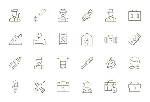 24 Display Perfect Thin Line Icons designed for Technician Interface vector