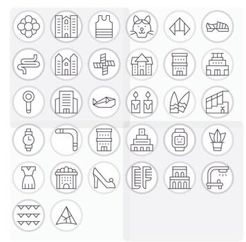 32 High Resolution Thin Line PIXEL Perfect Icons for Lineart Projects vector