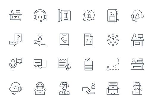 Help Desk Digital Pack containing 24 PIXEL Perfect Thin Line 128x128 Icons vector
