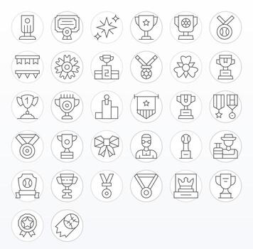 Trophy Graphics featuring 32 Thin Line Pixel Optimized 128x128 Designs vector