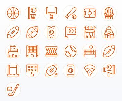 Stadium Scalable Set featuring 25 Pixel Optimized Regular Line 64x64 Icons vector