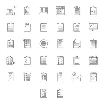32 Thin Line Pixel Optimized Retina Ready Icons from Tasks Suite vector