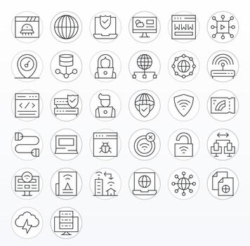 Thin Line Editable Icons from Internet Set with 32 64x64 Icons vector