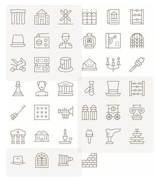 clásico icono colección presentando 40 píxel optimizado 128x128 Delgado línea diseños vector