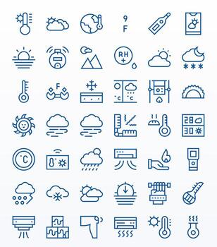 42 Regular Line Grid Fitted Retina Ready Icons from Temperature Suite vector