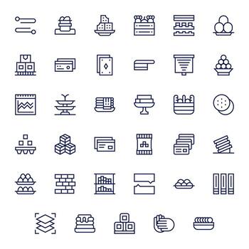 35 alto resolución íconos para apilado en píxel alineado regular línea formato vector