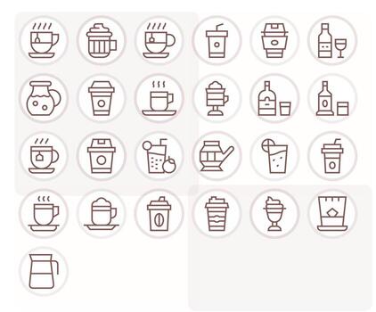 25 Regular Line Display Perfect Icons tailored for Drinkware High Resolution interface vector