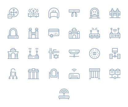 25 Regular Line Icons designed for Gateway in 128x128 PIXEL Perfect format vector