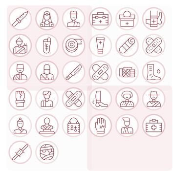 Thin Line Editable Icons from Bandage Set with 32 High Resolution Icons vector