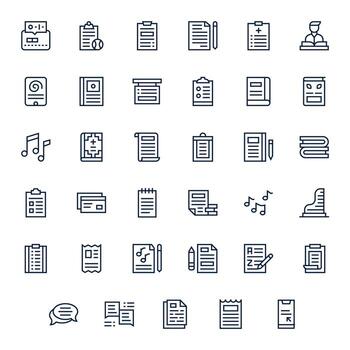 35 Regular Line Icons from Notes in High Resolution Display Perfect Quality vector