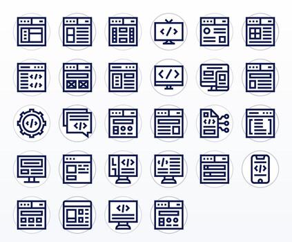 28 Bold Line Pixel Aligned Vectors for Html Theme