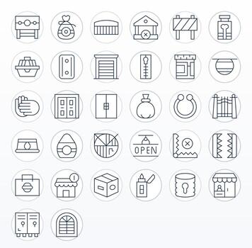 32 128x128 Thin Line Grid Fitted Icons for Closed Projects vector